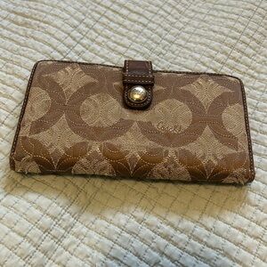 Vintage Coach leather and canvas wallet
